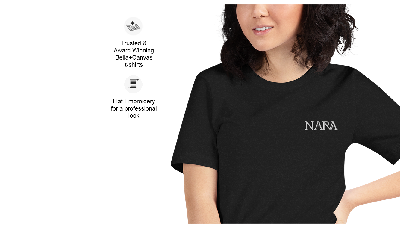 NARA branded embroidery shirt mock-up view